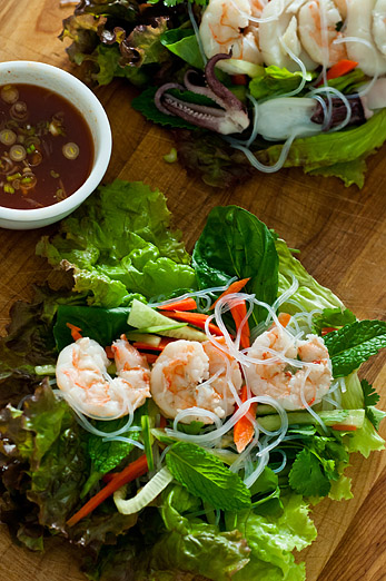 shrimp summer rolls salad