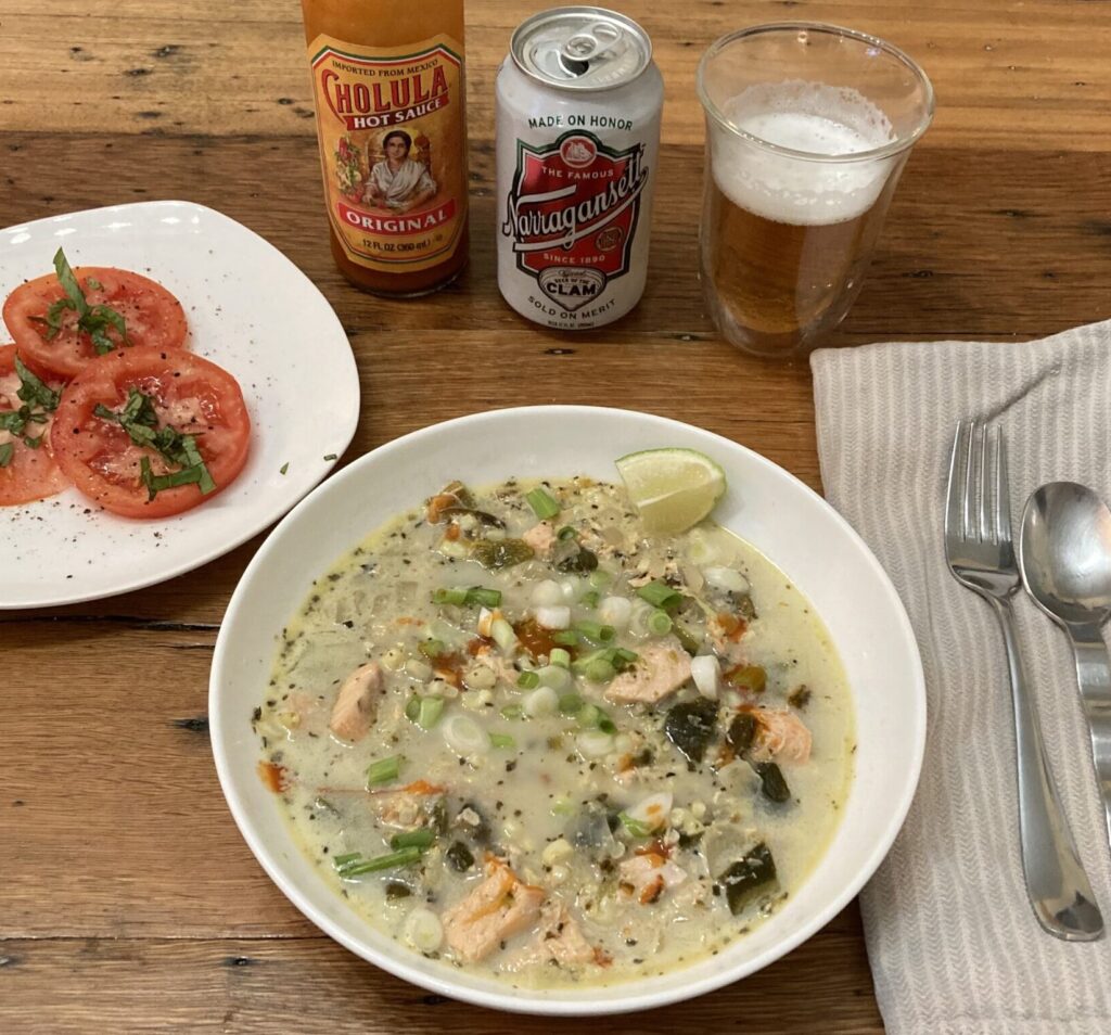 Poblano Corn Salmon Chowder